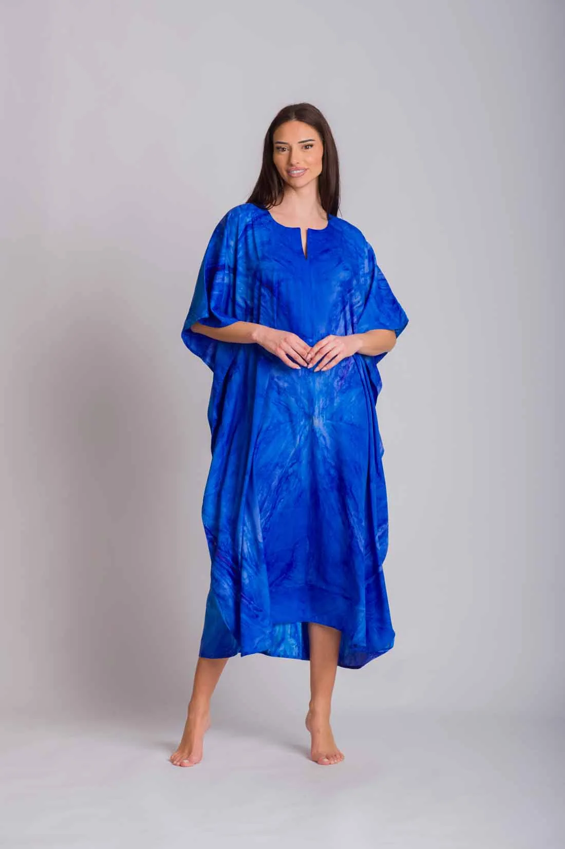Μπλέ καφτανι mmf silk touch - καφτάνι παραλίας για καλοκαιρινές resort εμφανίσεις