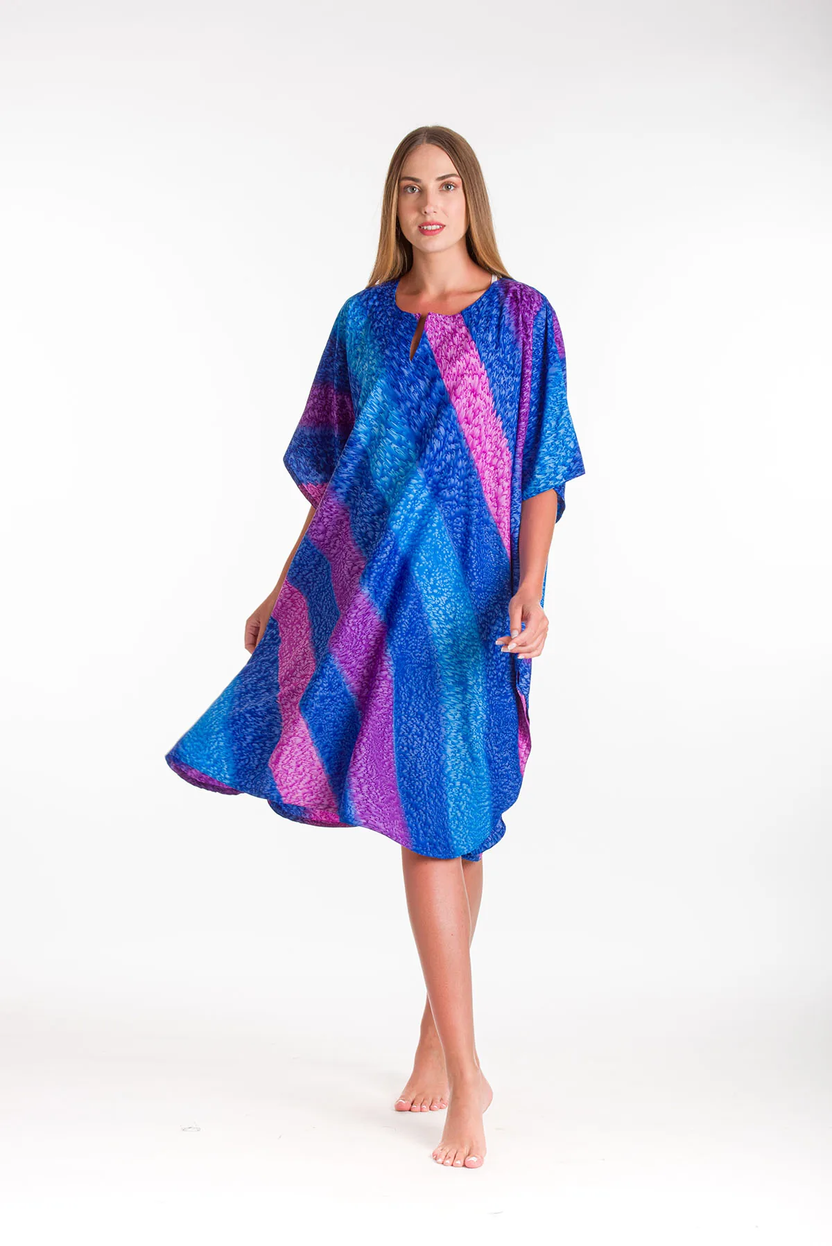 Καφτανι 3/4 mmf silk touch - Μπλέ;Μώβ παρεό παραλίας για καλοκαιρινές resort εμφανίσεις