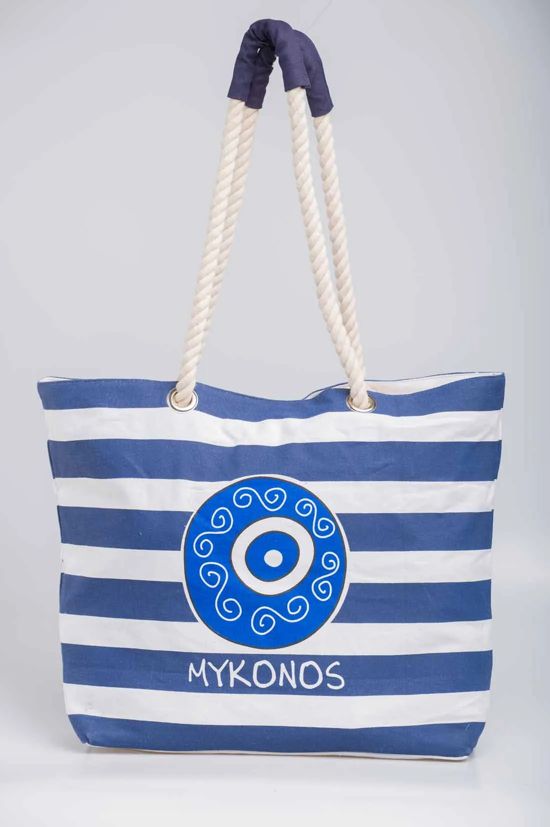 Μπλέ τσάντα θαλάσσης μάτι καραβόπανο με φερμουάρ - παρεό παραλίας για καλοκαιρινές resort εμφανίσεις