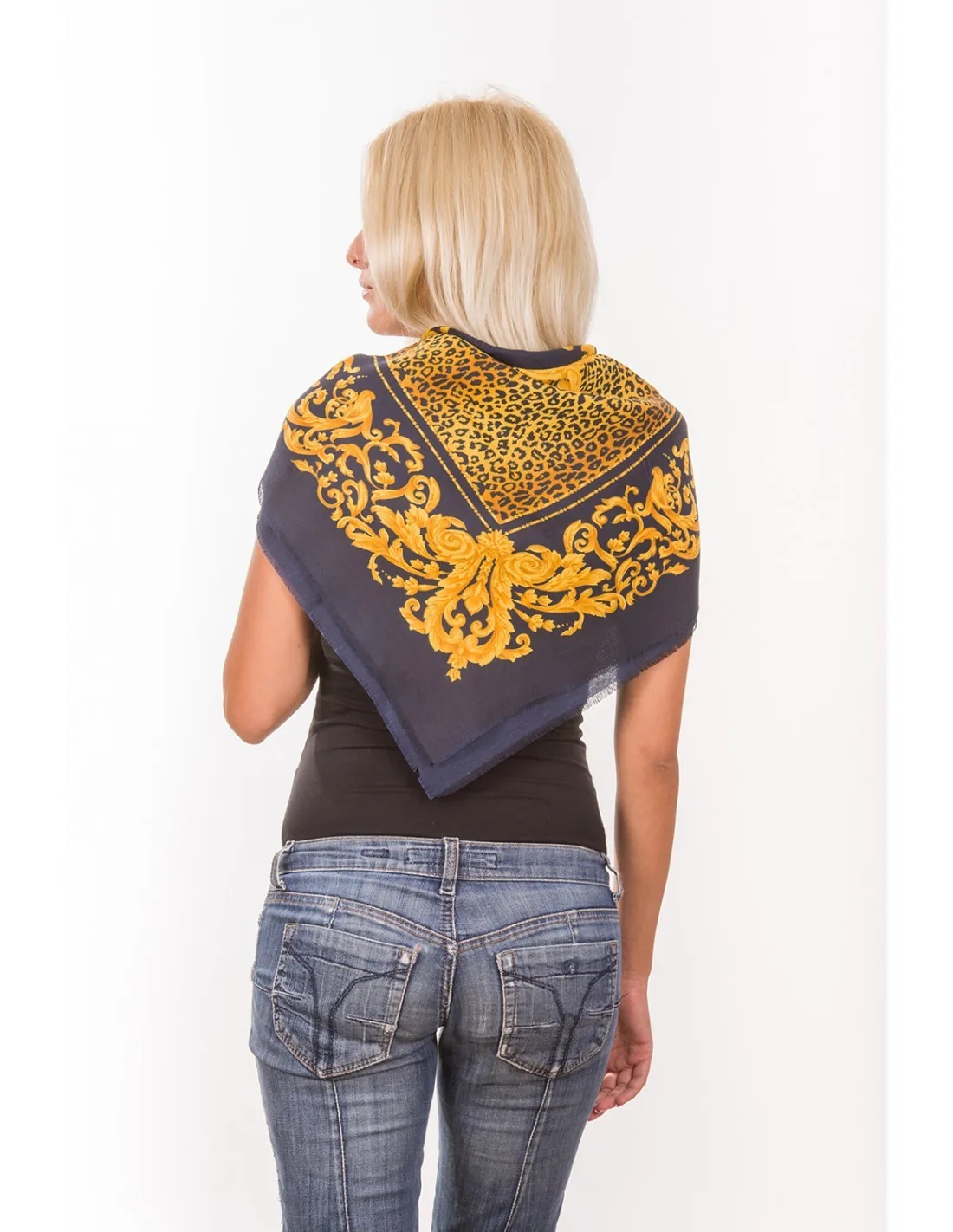 Μαντηλι τετραγωνο - Navy Blue;Χρυσό παρεό παραλίας για καλοκαιρινές resort εμφανίσεις
