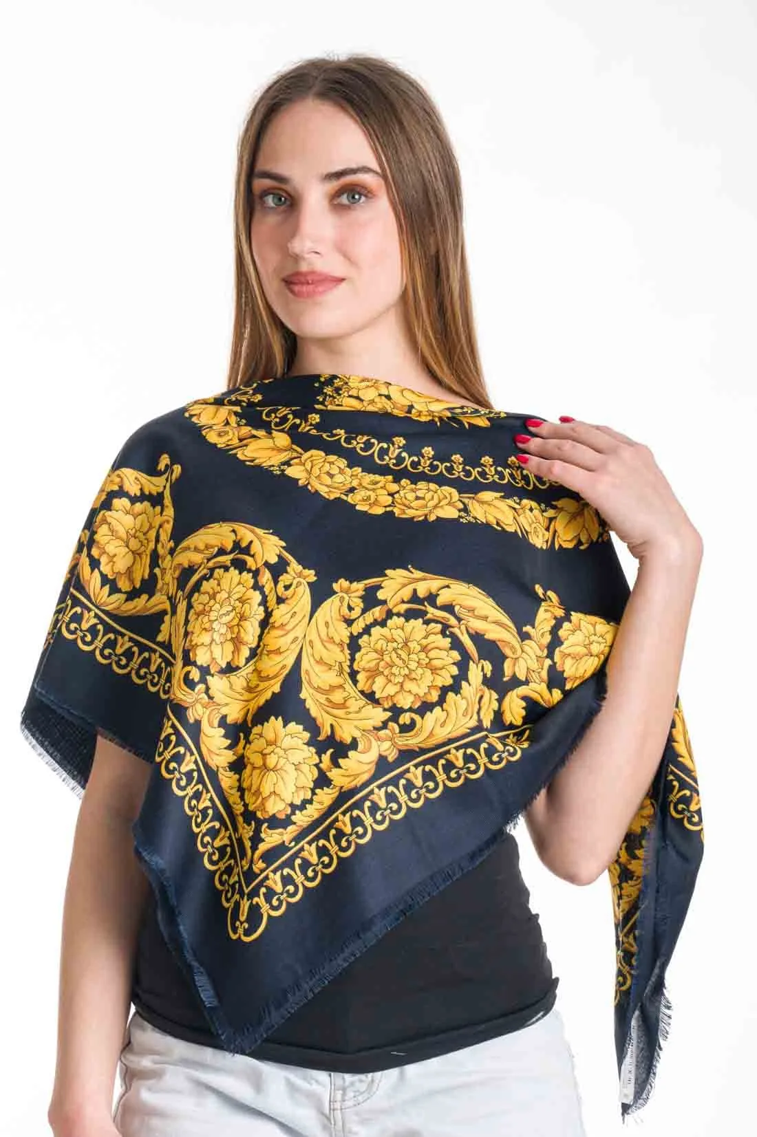 Μαντηλι τετραγωνο - Navy Blue;Χρυσό παρεό παραλίας για καλοκαιρινές resort εμφανίσεις