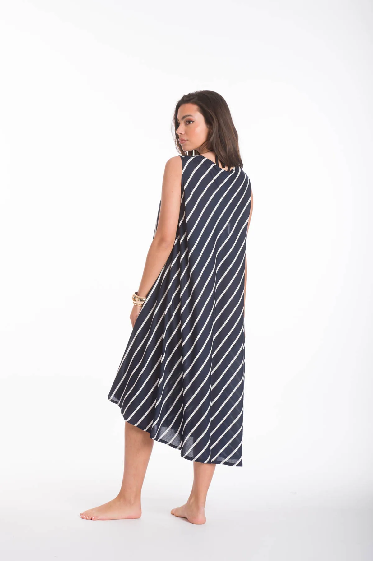 Φορεμα oval viscose - Navy Blue φόρεμα παραλίας για καλοκαιρινές resort εμφανίσεις