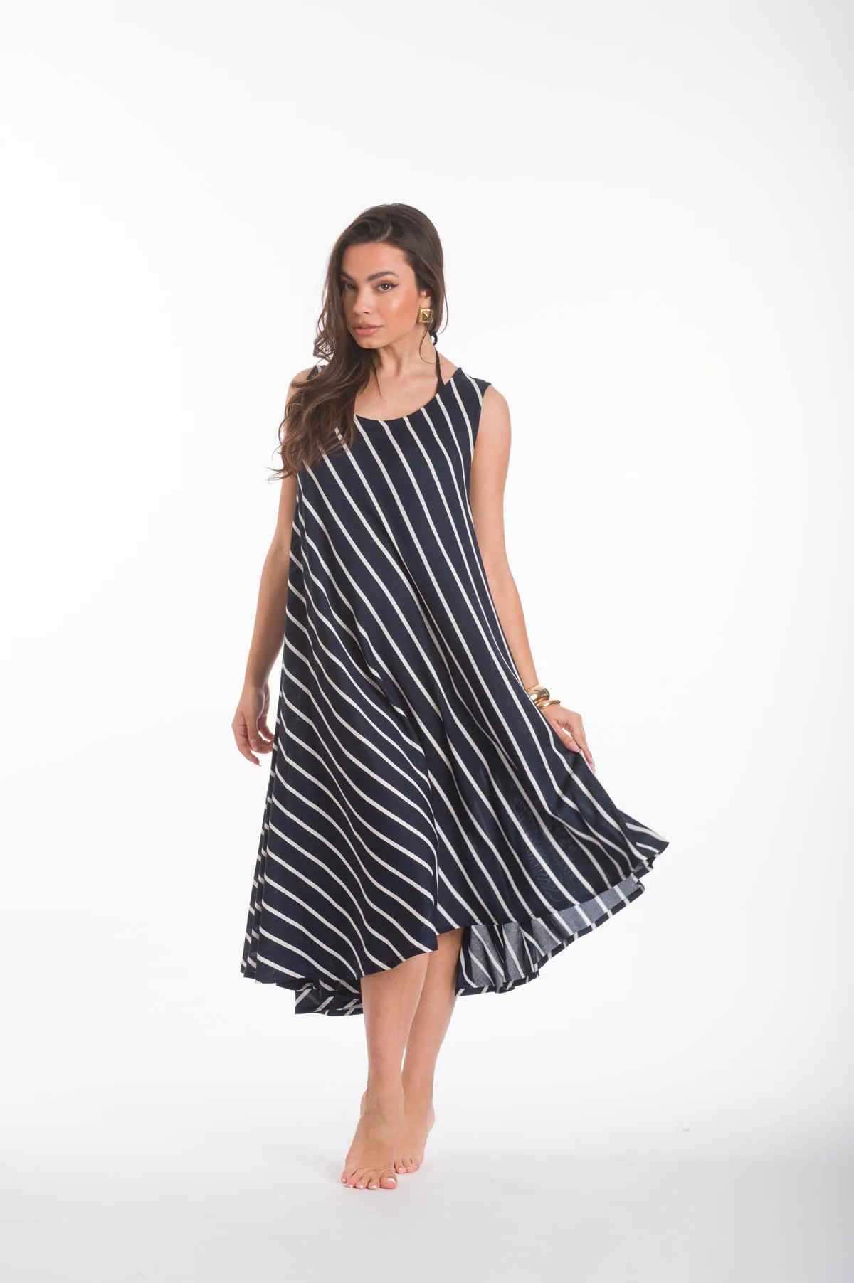 Φορεμα oval viscose - Navy Blue φόρεμα παραλίας για καλοκαιρινές resort εμφανίσεις