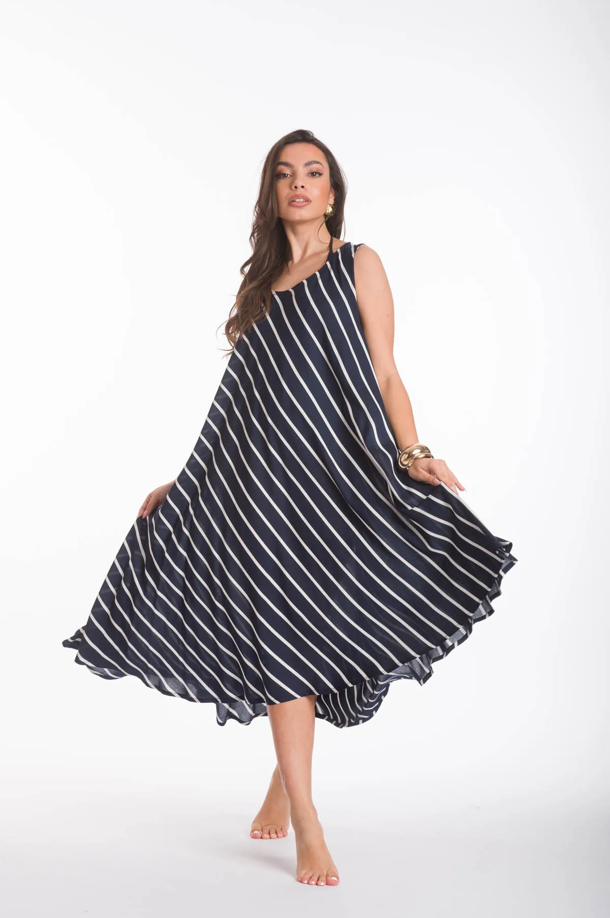 Φορεμα oval viscose - Navy Blue φόρεμα παραλίας για καλοκαιρινές resort εμφανίσεις