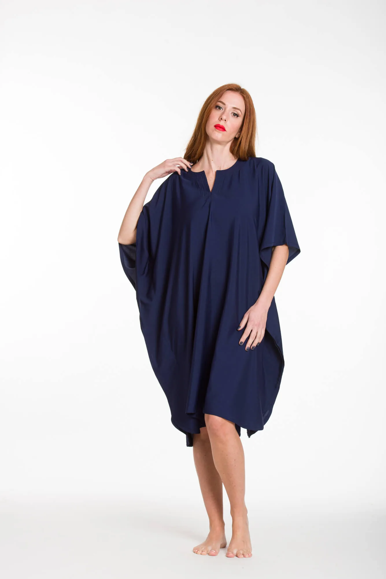 Καφτανι 3/4 mmf silk touch - Navy Blue καφτάνι παραλίας για καλοκαιρινές resort εμφανίσεις