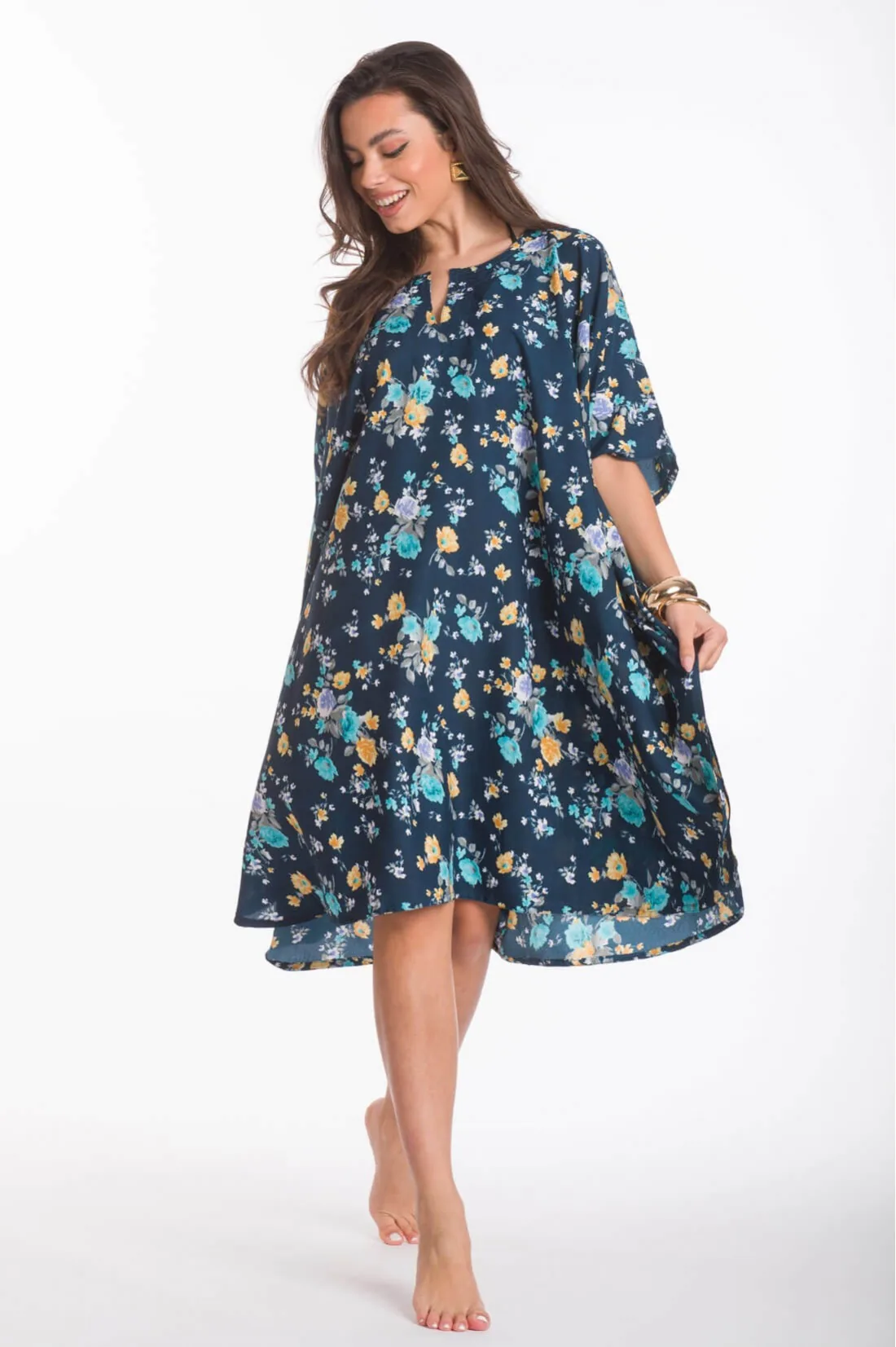 Καφτανι 3/4 mmf silk touch - Navy Blue καφτάνι παραλίας για καλοκαιρινές resort εμφανίσεις