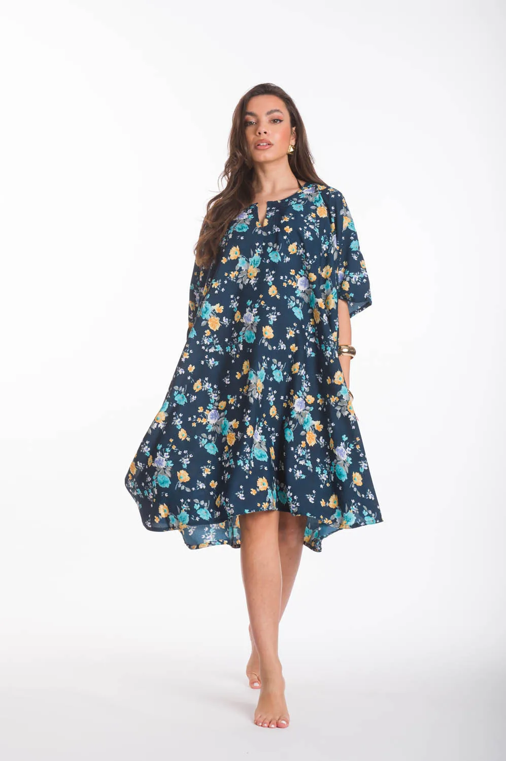 Καφτανι 3/4 mmf silk touch - καφτάνια-παρεό - kaftania.gr - Navy Blue παρεό παραλίας για καλοκαιρινές resort εμφανίσεις