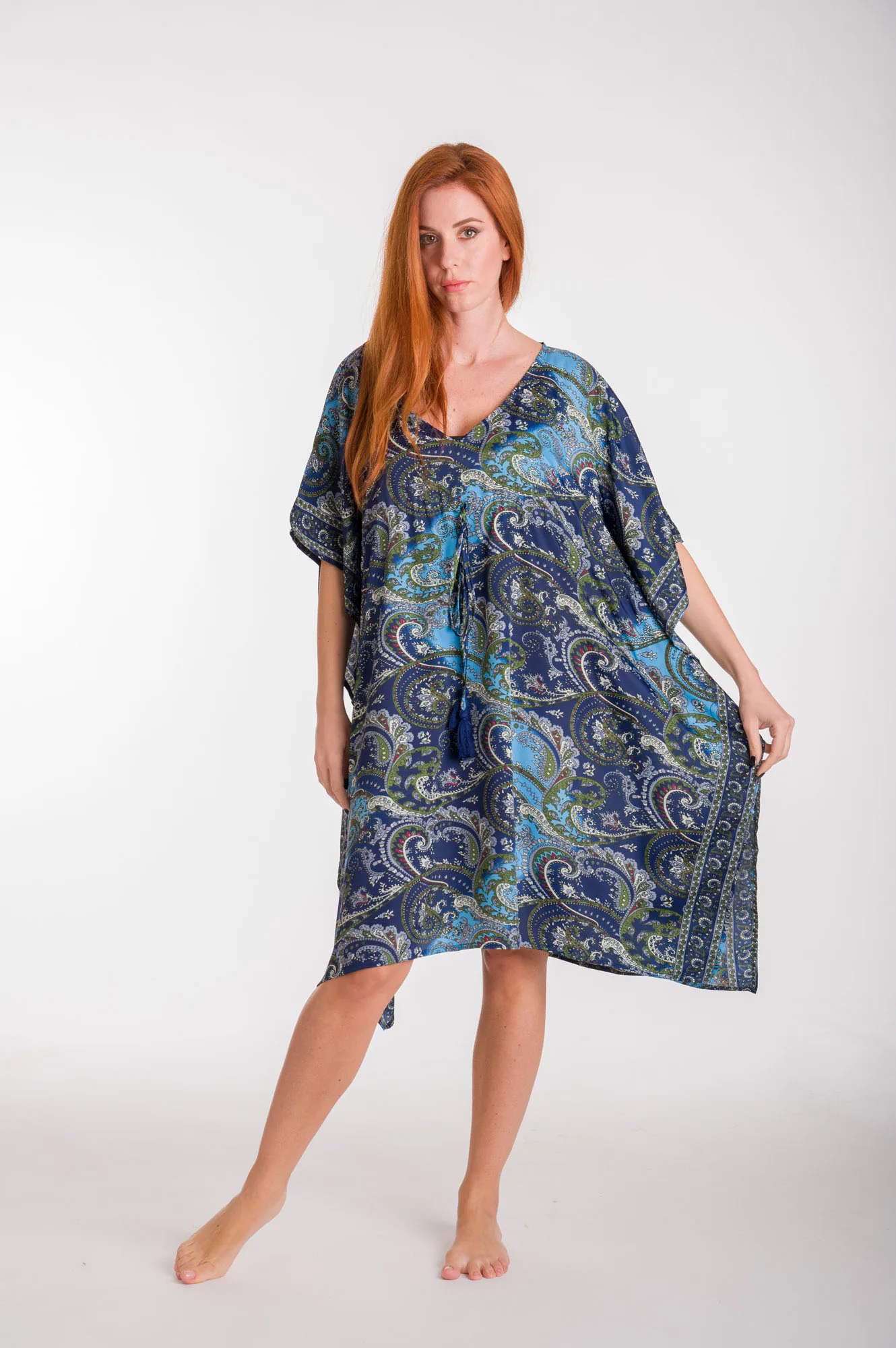 Καφτανι art. silk με adjuster - Navy Blue παρεό παραλίας για καλοκαιρινές resort εμφανίσεις