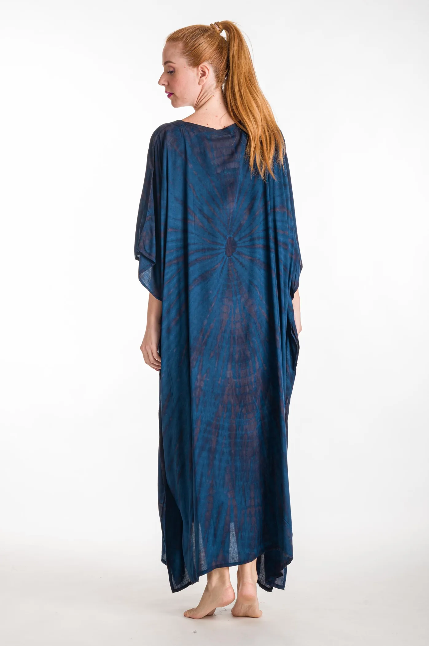 Καφτανι βισκοζ tie dye - Navy Blue καφτάνι παραλίας από βισκόζ για καλοκαιρινές resort εμφανίσεις