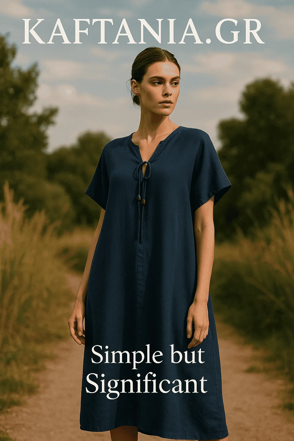 Λινο καφτανι - φορεμα - καφτάνια-παρεό - kaftania.gr - Navy Blue παρεό παραλίας από λινό για καλοκαιρινές resort εμφανίσεις