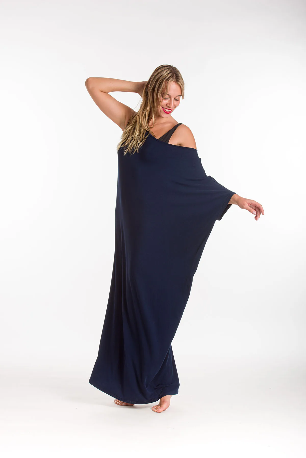 Micromodal ασυμμετρο φορεμα - Navy Blue παρεό παραλίας για καλοκαιρινές resort εμφανίσεις