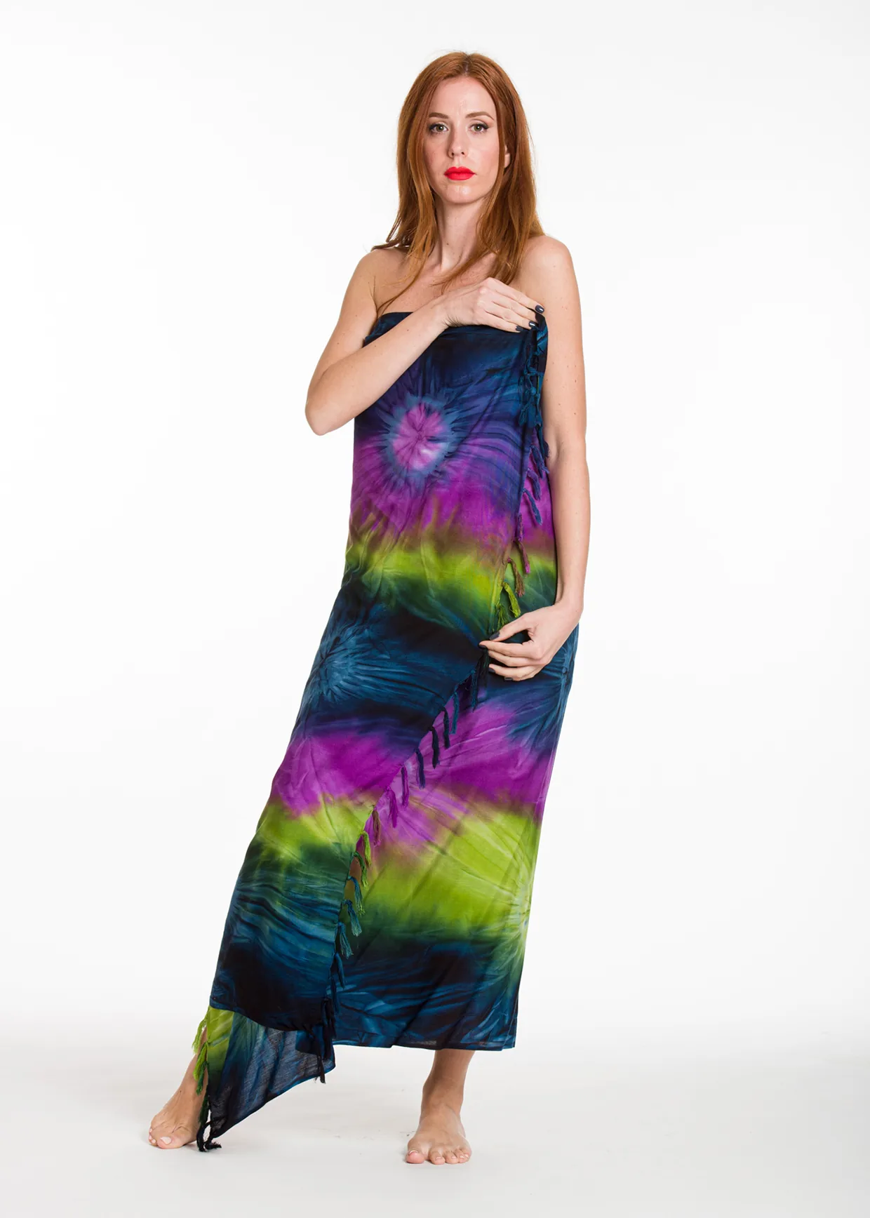 Παρεο βισκοζ tie dye εκρηξη με κροσσια - Navy Blue;Μώβ;Πράσινο παρεό παραλίας για καλοκαιρινές resort εμφανίσεις