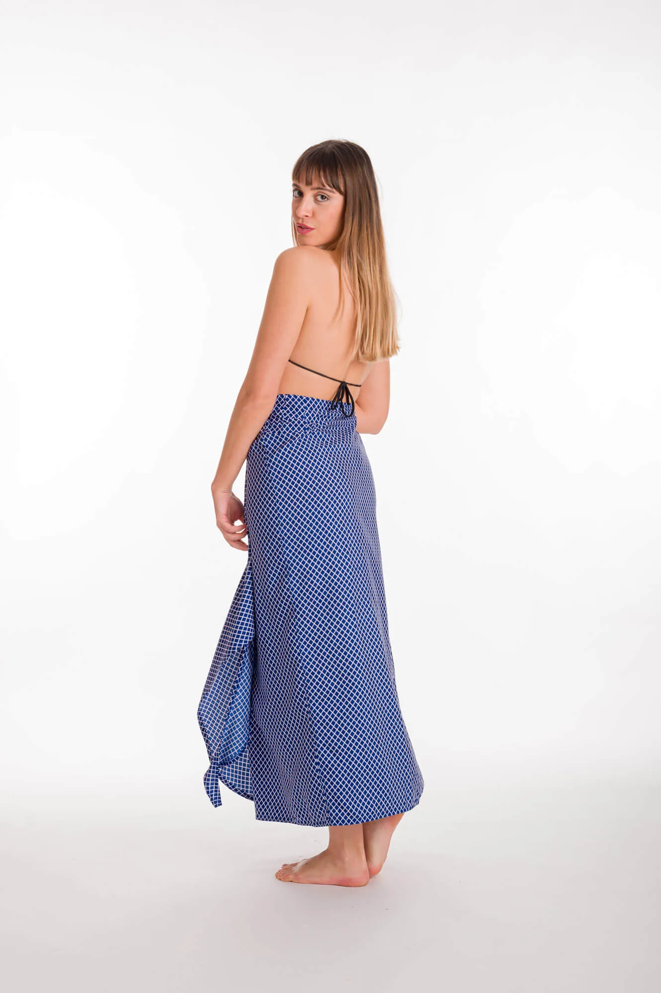 Παρεο φουστα με δεσιμο κρουαζε - Navy Blue παρεό παραλίας για καλοκαιρινές resort εμφανίσεις