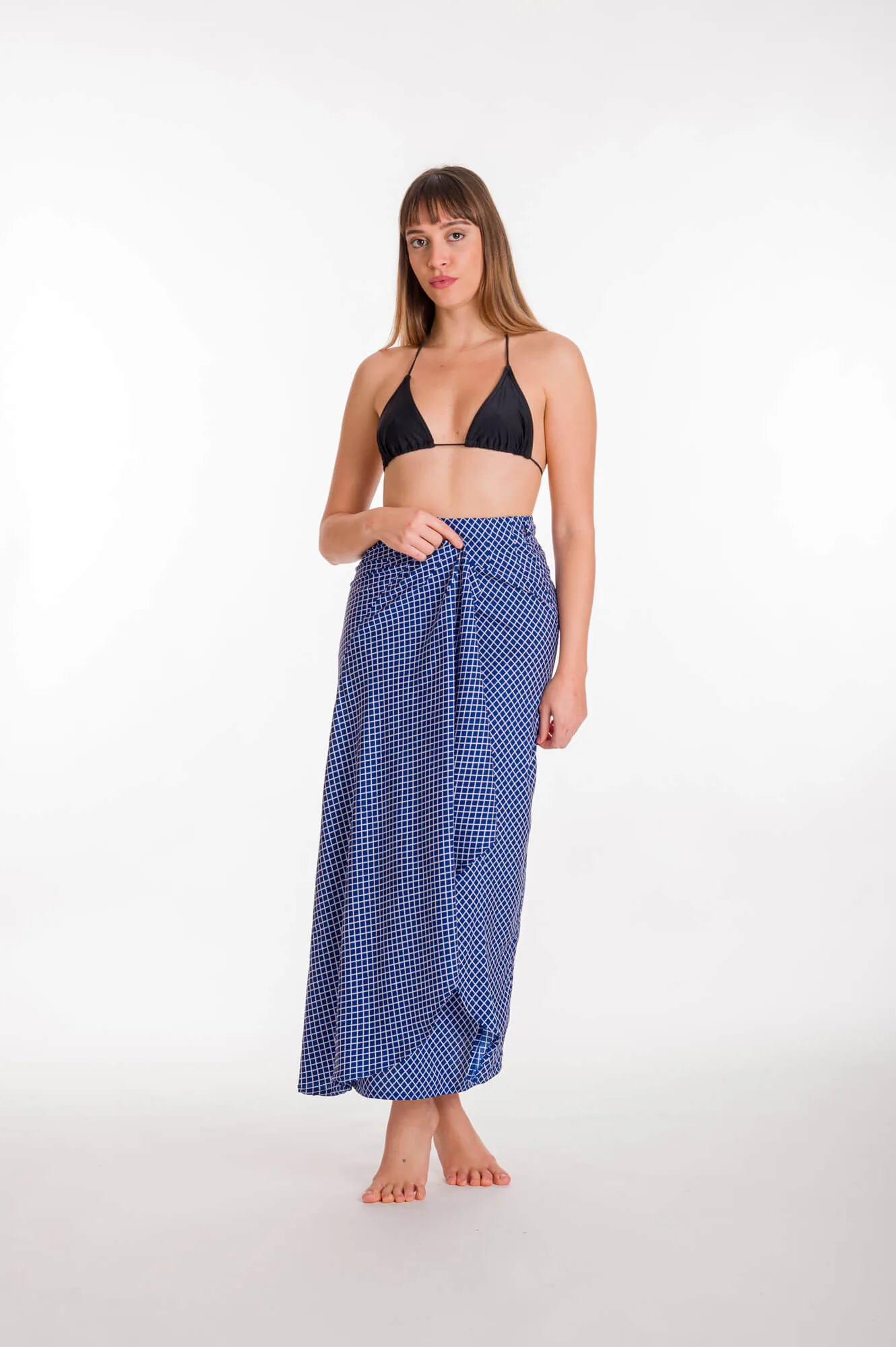 Παρεο φουστα με δεσιμο κρουαζε - Navy Blue παρεό παραλίας για καλοκαιρινές resort εμφανίσεις