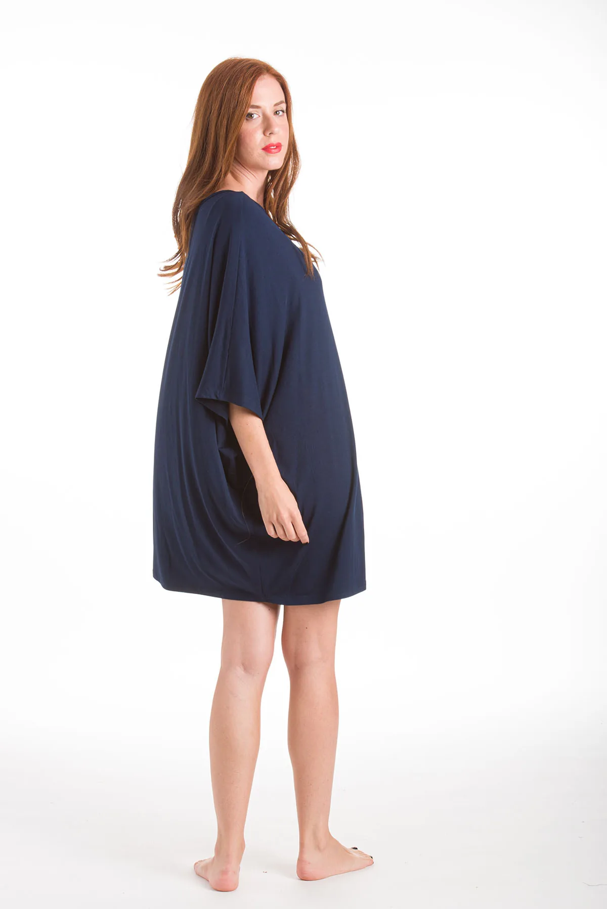 Ποντσο micromodal μονοχρωμο - Navy Blue πόντσο παραλίας για καλοκαιρινές resort εμφανίσεις