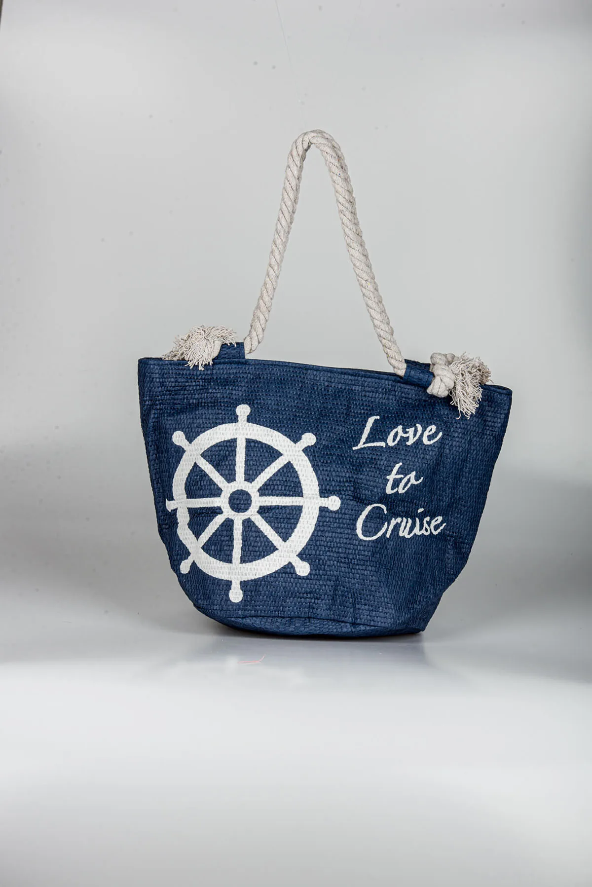 Τσαντα θαλασσης ψαθα με φερμουαρ - Navy Blue παρεό παραλίας για καλοκαιρινές resort εμφανίσεις