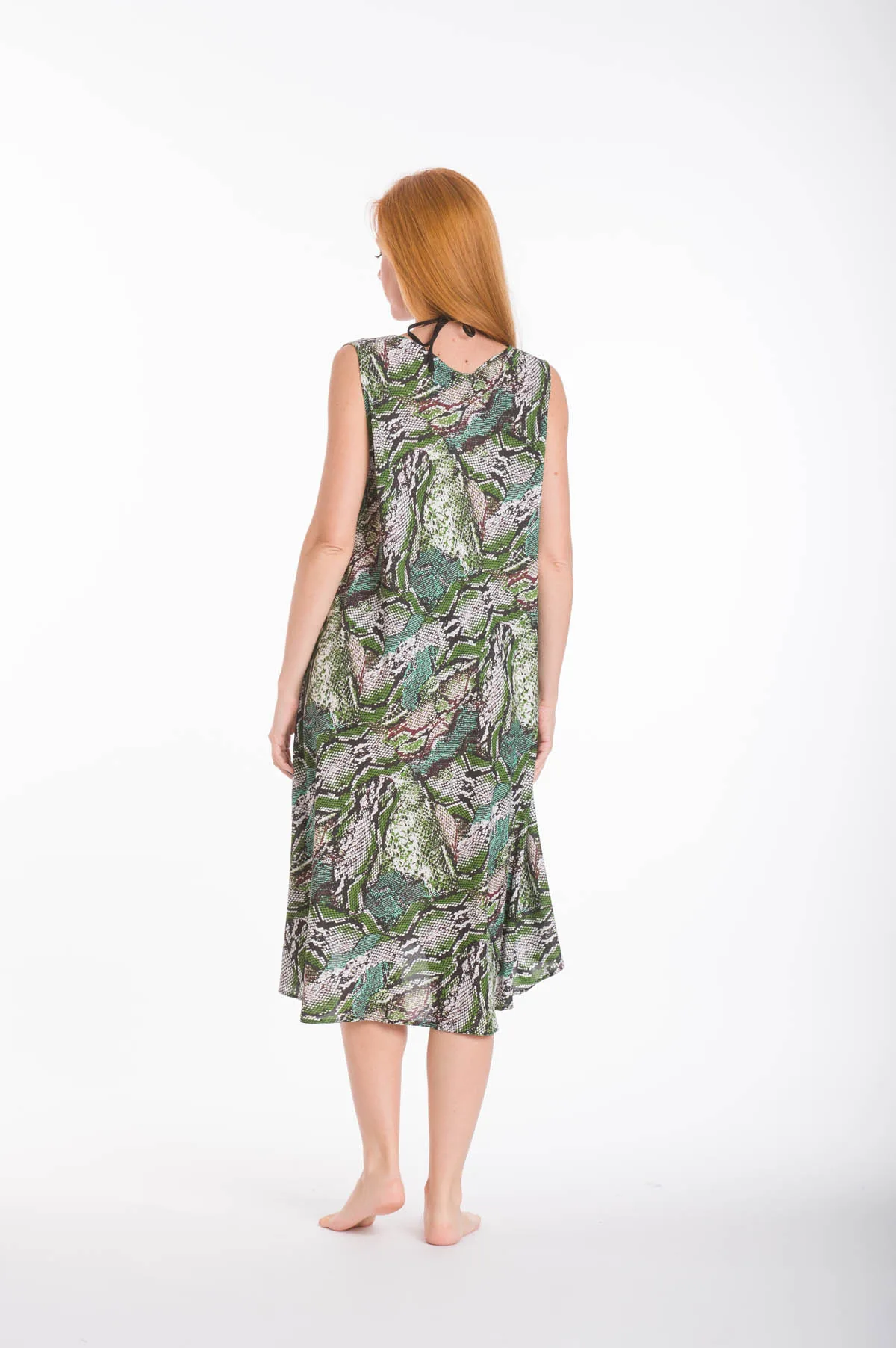 Φορεμα oval viscose - Πράσινο φόρεμα παραλίας για καλοκαιρινές resort εμφανίσεις
