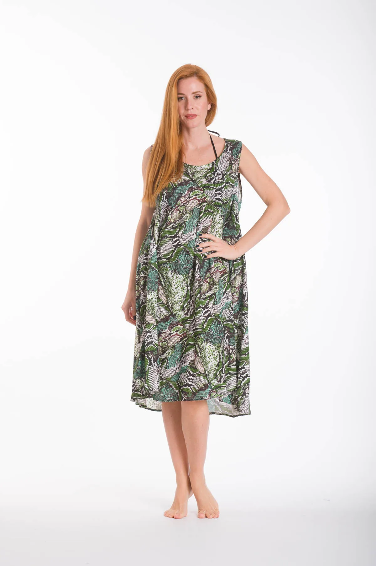 Φορεμα oval viscose - Πράσινο φόρεμα παραλίας για καλοκαιρινές resort εμφανίσεις