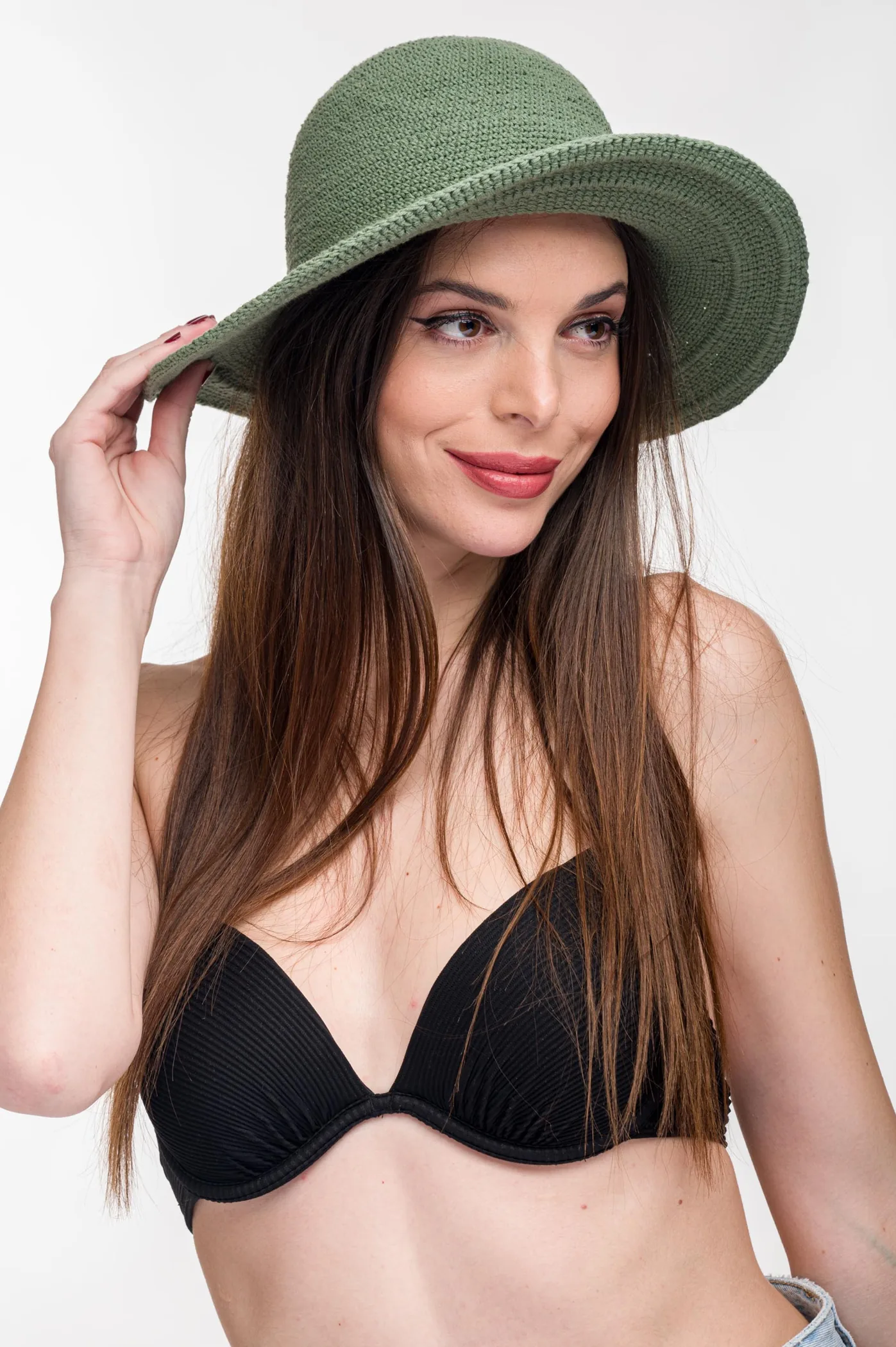 Καπελο γυναικειο πλεκτο - Πράσινο resort wear προϊόν για καλοκαιρινές resort εμφανίσεις