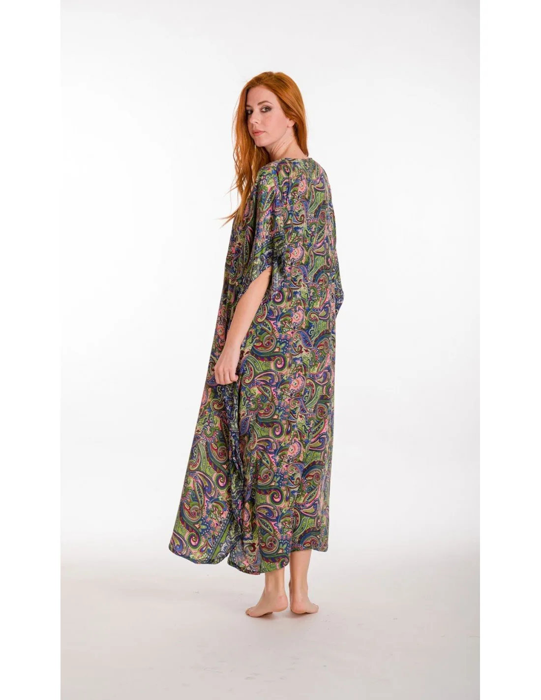 Καφτανι art. silk με adjuster - Πράσινο;Σομόν καφτάνι παραλίας για καλοκαιρινές resort εμφανίσεις