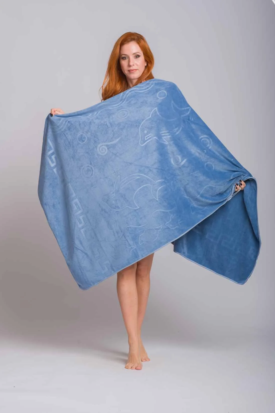 Ραφ πετσετα θαλασσης microfiber με σχεδιο δελφινι και μαιανδρο - Ράφ πετσέτα θαλάσσης για καλοκαιρινές resort εμφανίσεις