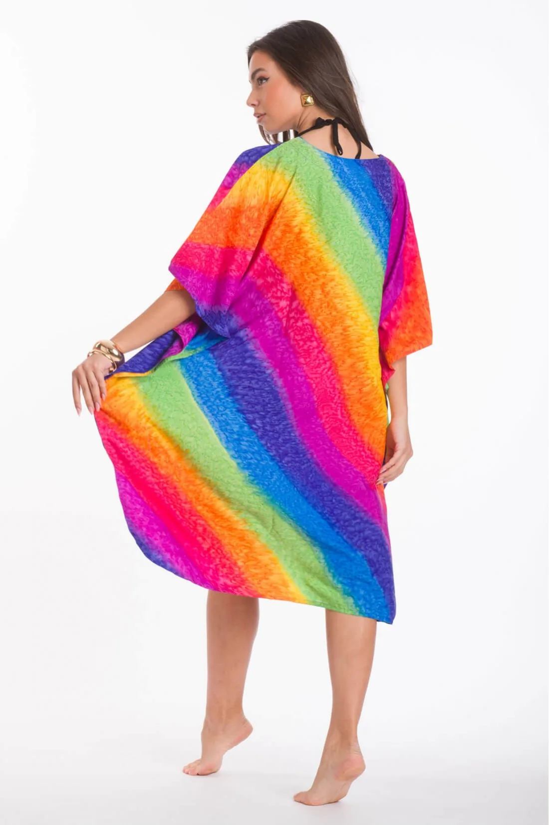 Καφτανι 3/4 mmf silk touch - Rainbow παρεό παραλίας για καλοκαιρινές resort εμφανίσεις