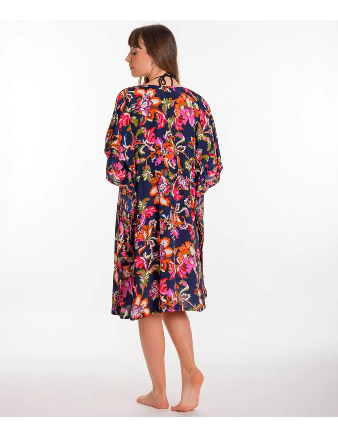 Καφτανι art. silk με adjuster - Ρόζ;Navy Blue καφτάνι παραλίας για καλοκαιρινές resort εμφανίσεις