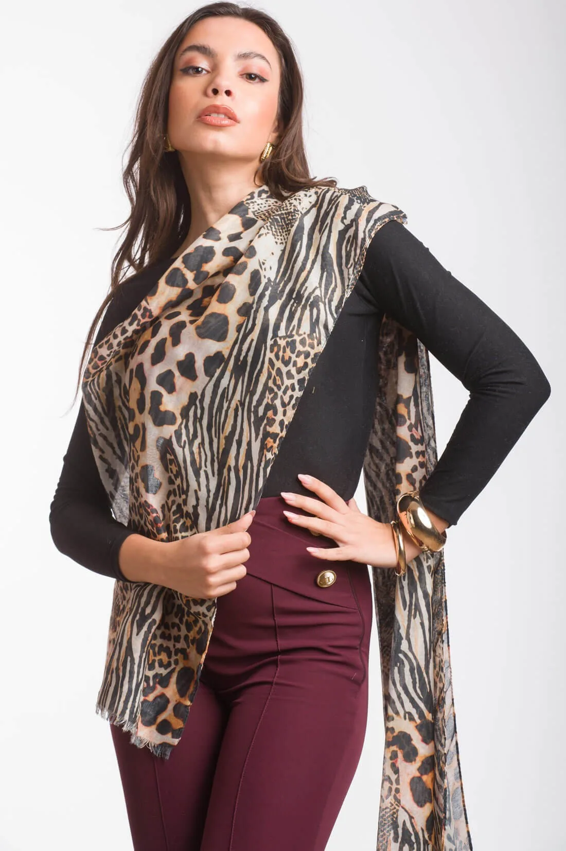 Φουλαρι βισκοζ animal print - Τιγρέ παρεό παραλίας από animal print για καλοκαιρινές resort εμφανίσεις