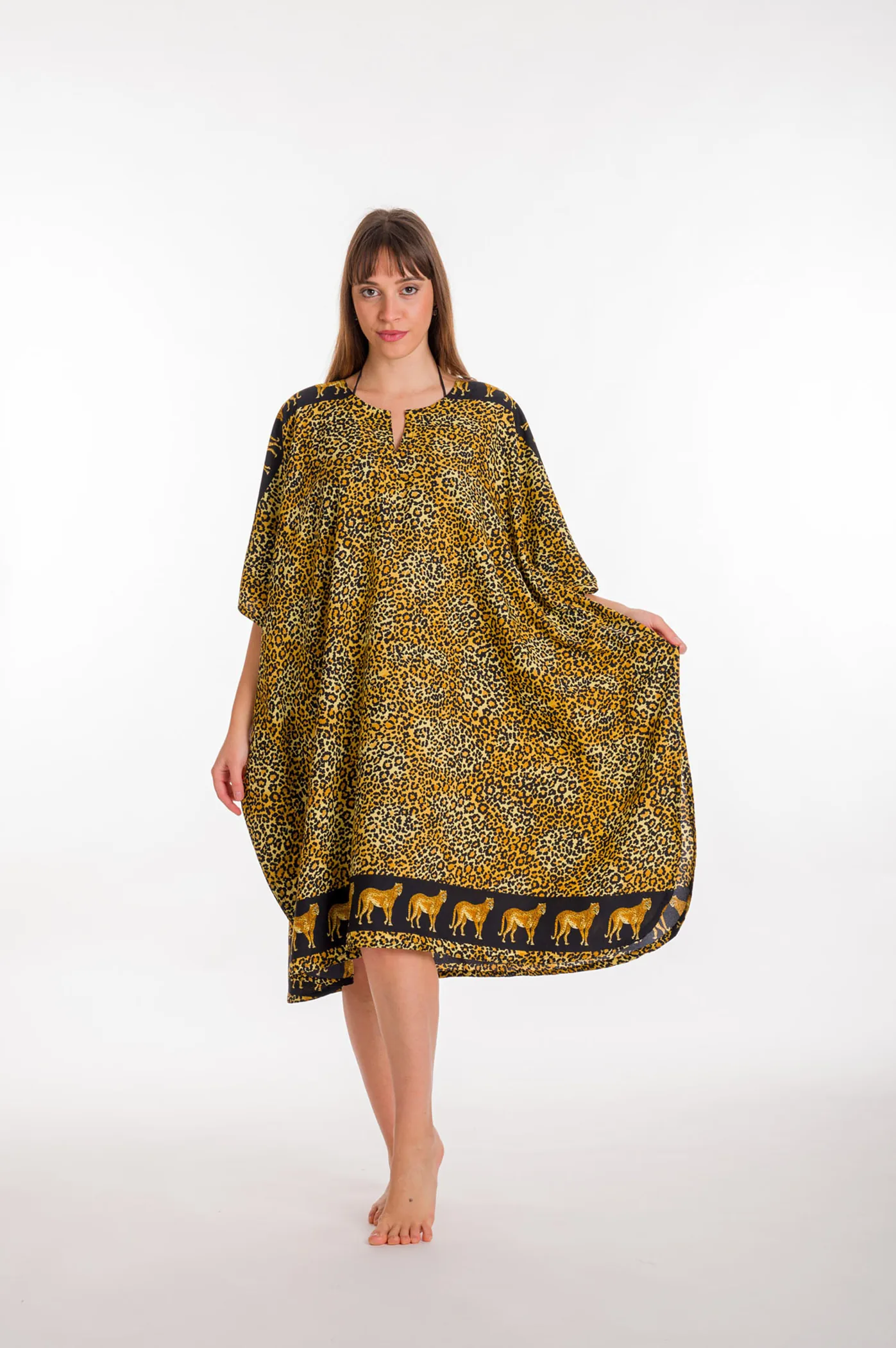 Καφτανι 3/4 mmf silk touch - Τιγρέ παρεό παραλίας για καλοκαιρινές resort εμφανίσεις