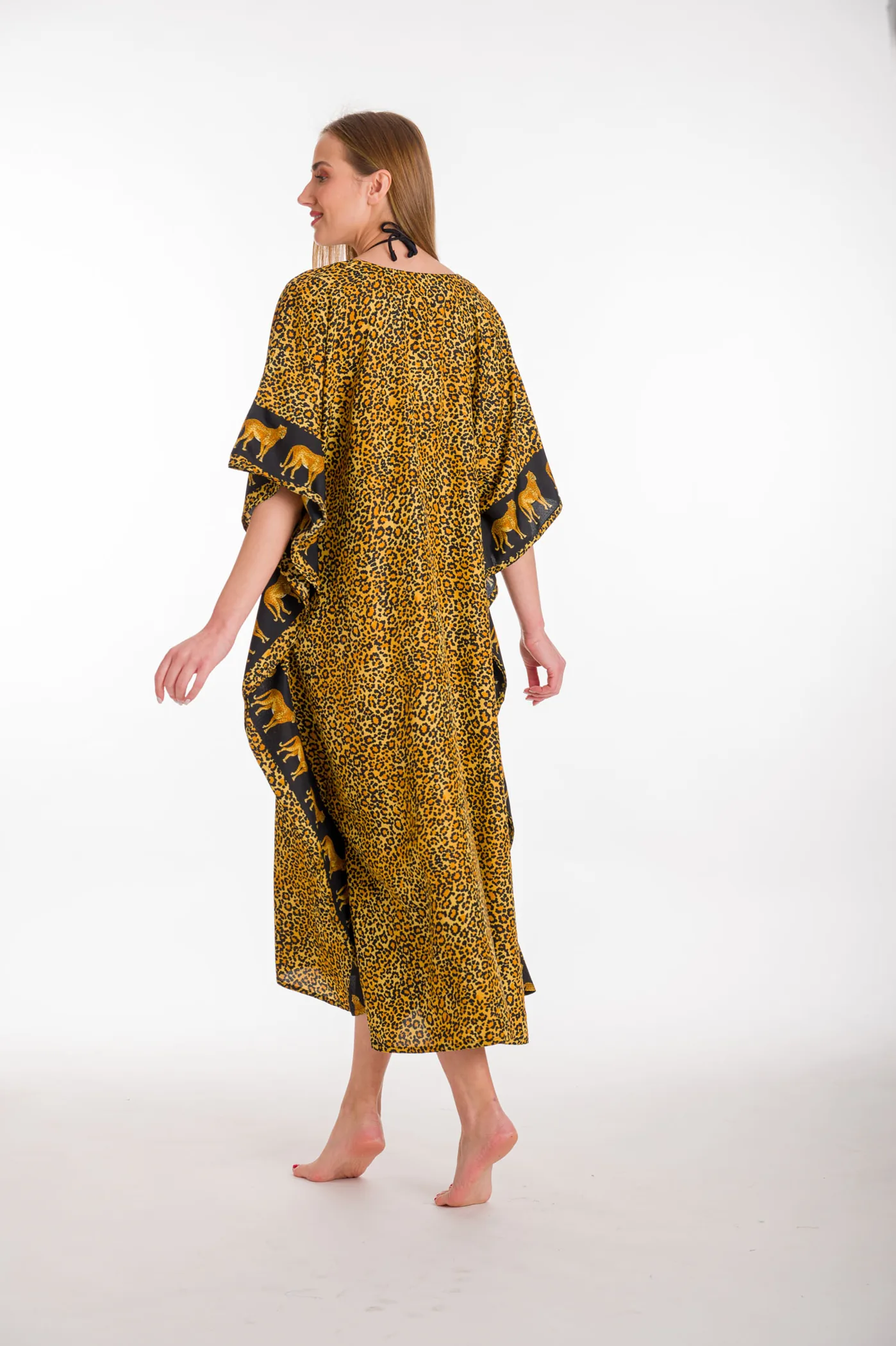 Καφτανι animal print mmf silk touch - Τιγρέ καφτάνι παραλίας από animal print για καλοκαιρινές resort εμφανίσεις
