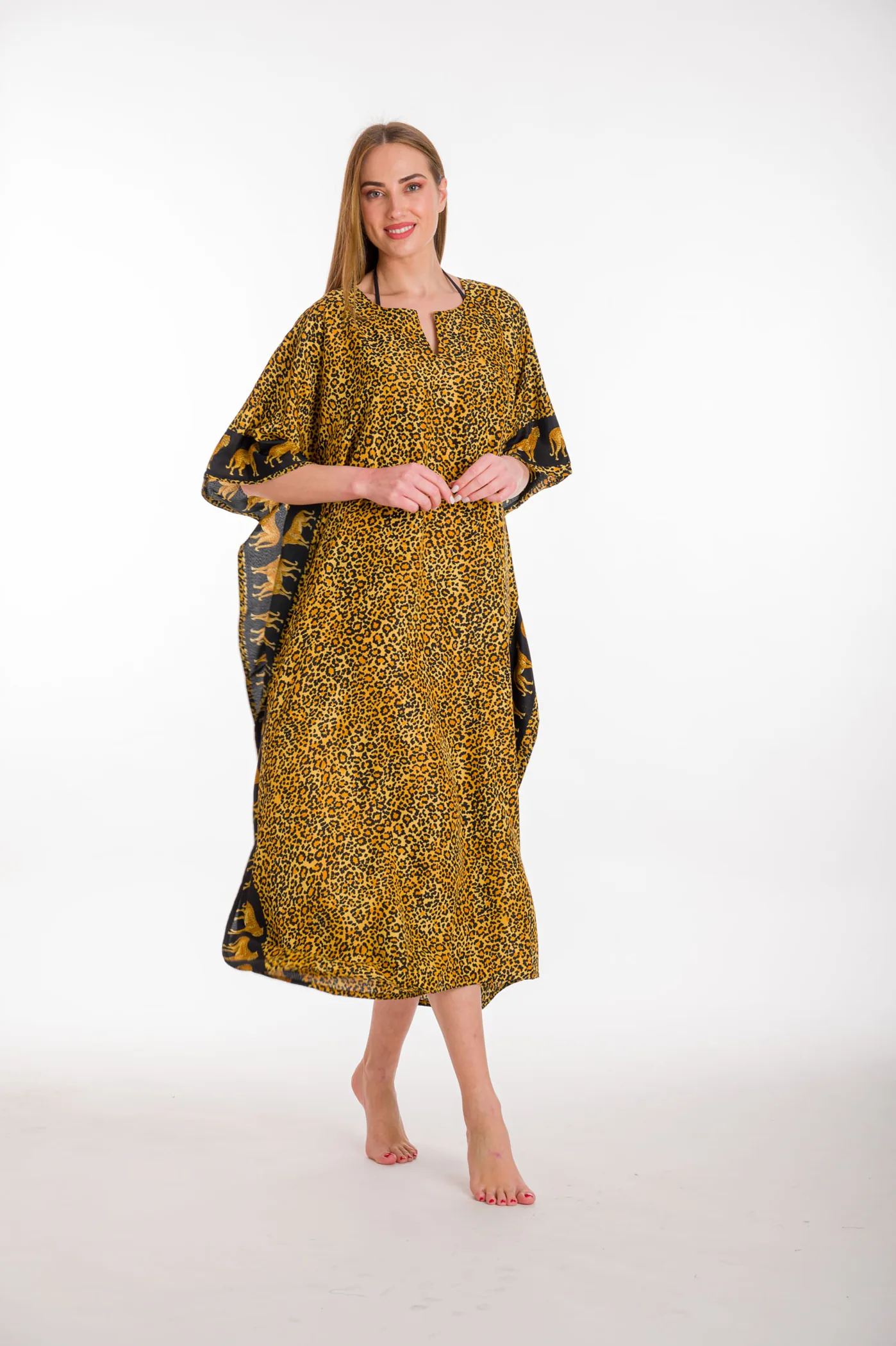 Καφτανι animal print mmf silk touch - Τιγρέ καφτάνι παραλίας από animal print για καλοκαιρινές resort εμφανίσεις