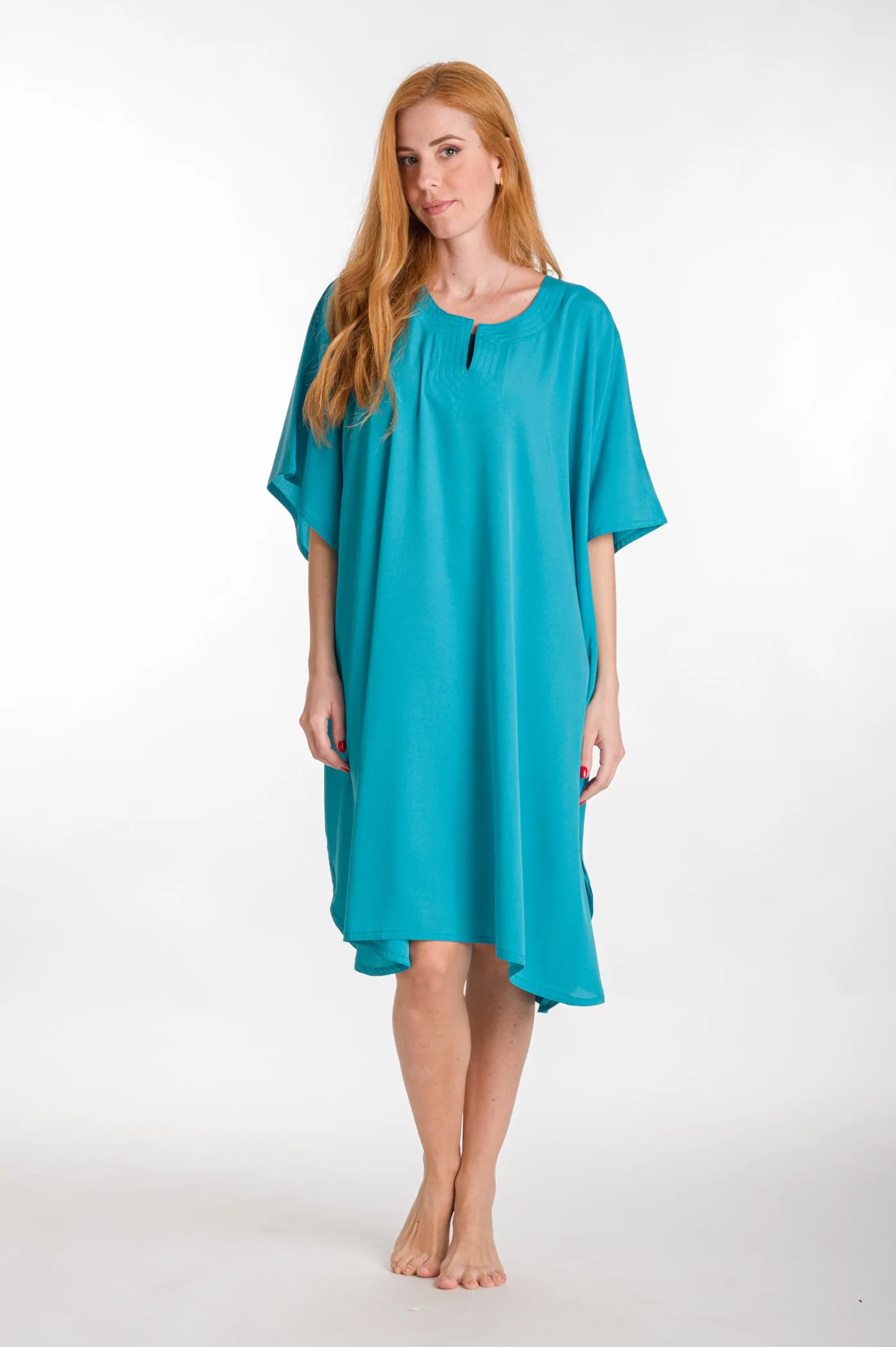 Καφτανι 3/4 mmf silk touch - Τυρκουάζ παρεό παραλίας για καλοκαιρινές resort εμφανίσεις