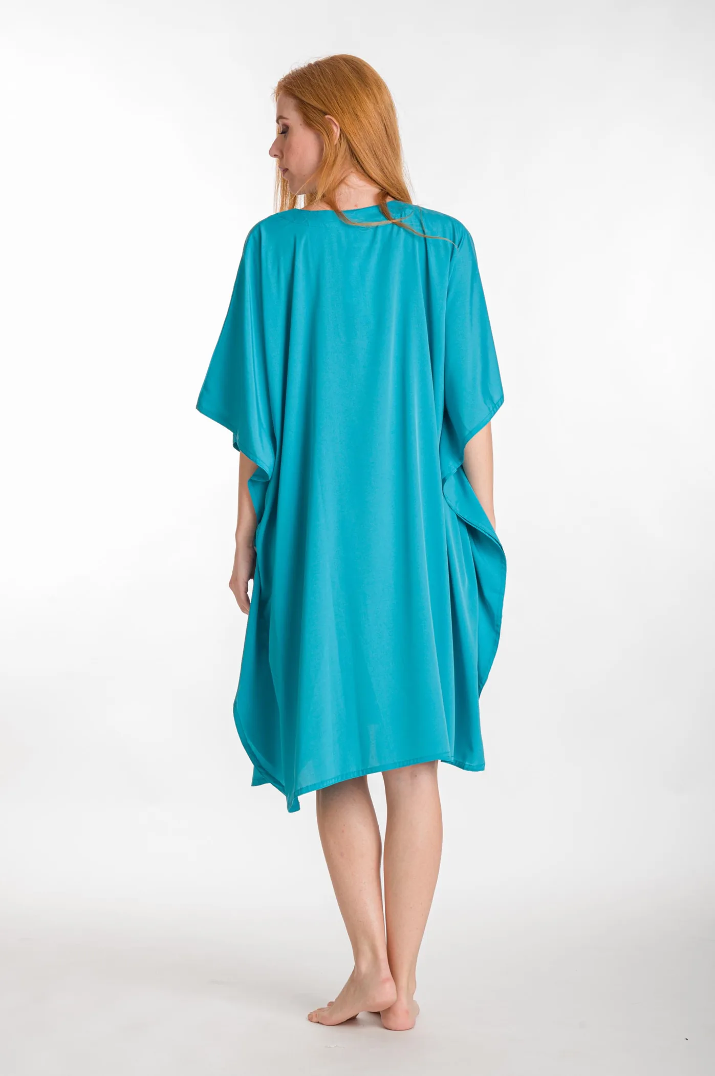 Καφτανι 3/4 mmf silk touch - Τυρκουάζ καφτάνι παραλίας για καλοκαιρινές resort εμφανίσεις