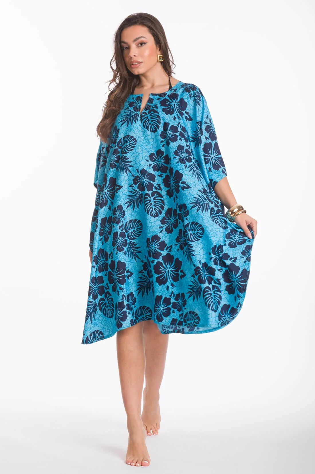 Καφτανι 3/4 mmf silk touch - Τυρκουάζ παρεό παραλίας για καλοκαιρινές resort εμφανίσεις