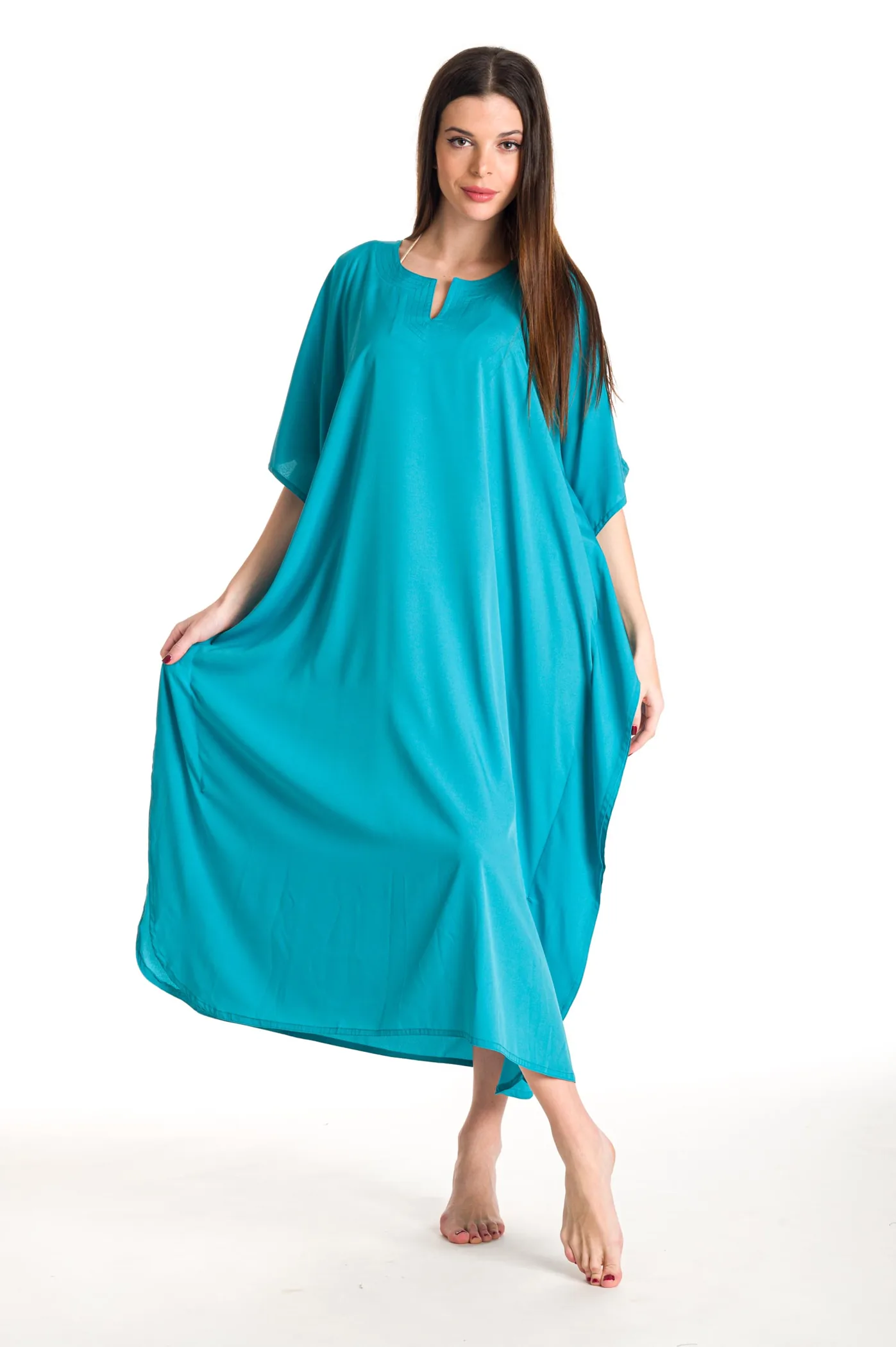 Καφτανι mmf silk touch - Τυρκουάζ καφτάνι παραλίας για καλοκαιρινές resort εμφανίσεις