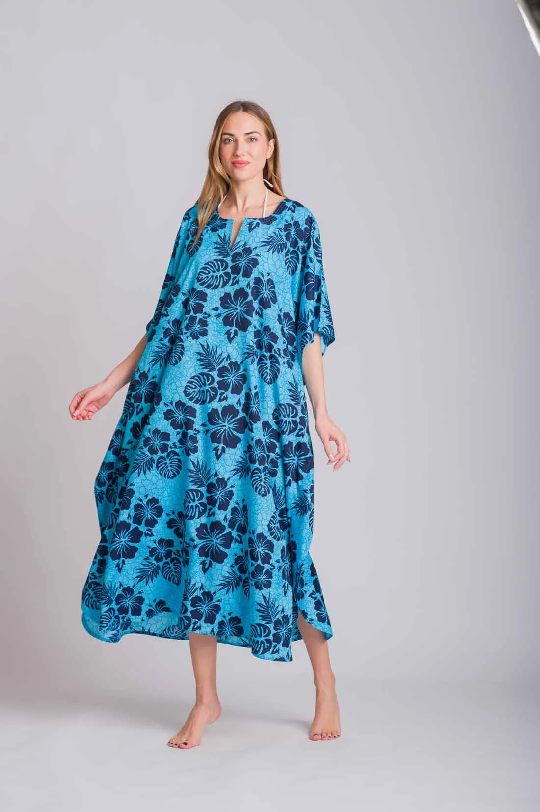 Τυρκουάζ καφτανι mmf silk touch - παρεό παραλίας για καλοκαιρινές resort εμφανίσεις