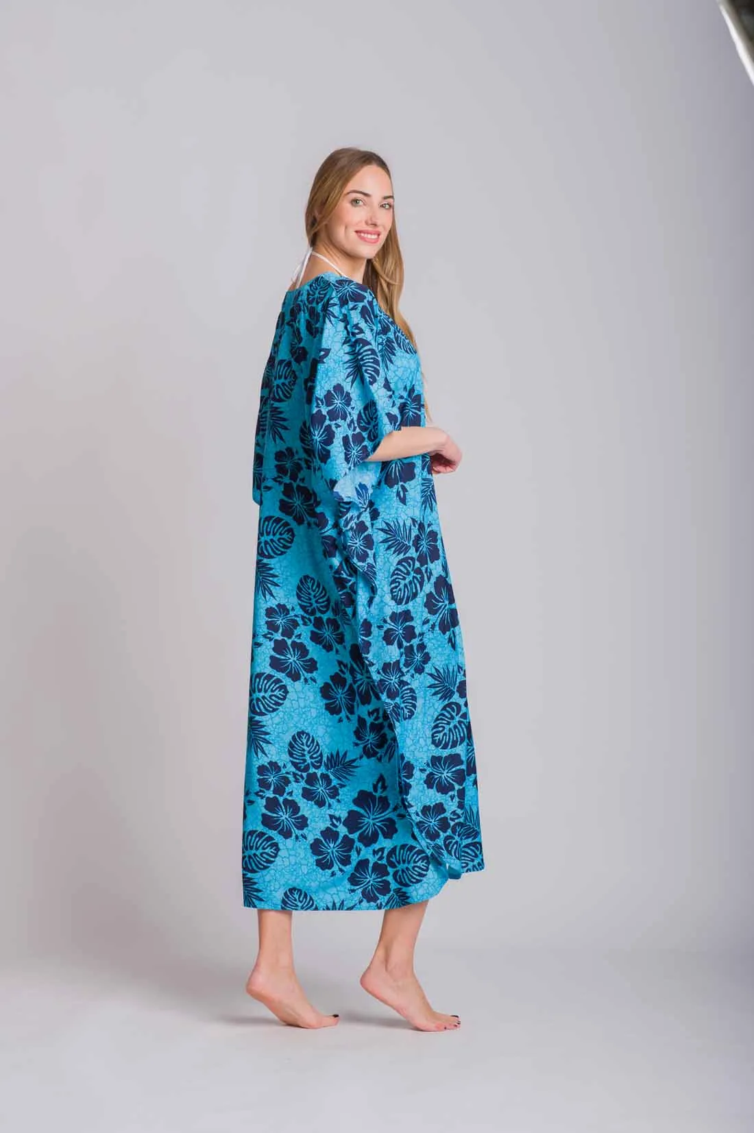 Τυρκουάζ καφτανι mmf silk touch - καφτάνι παραλίας για καλοκαιρινές resort εμφανίσεις