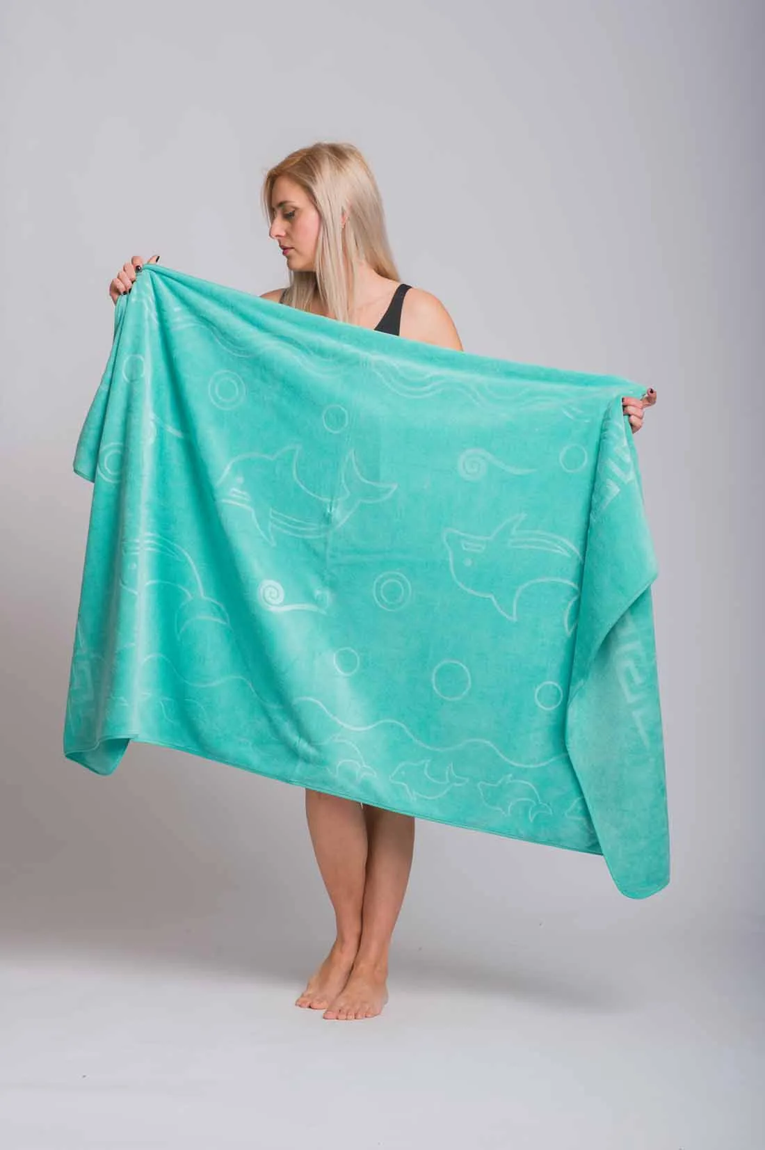 Βεραμαν πετσετα θαλασσης microfiber με σχεδιο δελφινι και μαιανδρο - Βεραμάν παρεό παραλίας για καλοκαιρινές resort εμφανίσεις